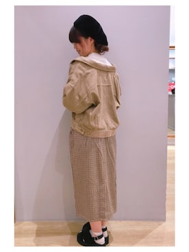 「earth music&ecology（アースミュージックアンドエコロジー）のアイテム（その他アウター）」を使った、さ り ーさん（レディース・154cm）の秋コーディネート