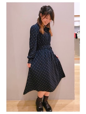 「レトロワンピース」｜「アイテム（その他）」を使った、さ り ーさん（レディース・154cm）の秋コーディネート