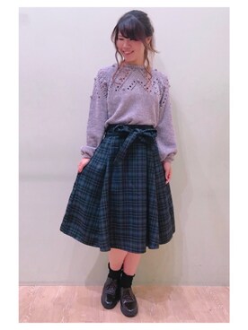 「ウエストイン」｜「アイテム（その他）」を使った、さ り ーさん（レディース・154cm）の秋コーディネート