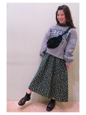 「earth music&ecology（アースミュージックアンドエコロジー）のアイテム（ワンピース）」を使った、さ り ーさん（レディース・154cm）の秋コーディネート