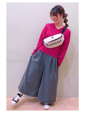 「KANGOL（カンゴール）のアイテム（バッグ）」を使った、さ り ーさん（レディース・154cm）の秋コーディネート