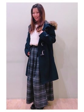 「レースアップシューズ」｜「アイテム（ダッフルコート）」を使った、さ り ーさん（レディース・154cm）の秋コーディネート