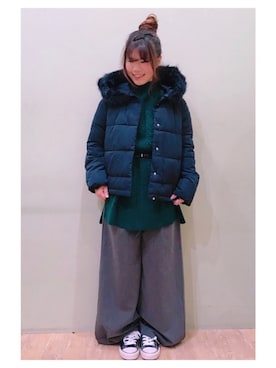 「コート」｜「アイテム（チュニック）」を使った、さ り ーさん（レディース・154cm）の秋コーディネート