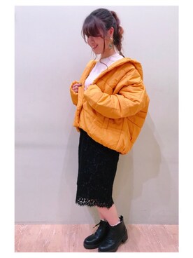 「earth music&ecology（アースミュージックアンドエコロジー）のアイテム（ブーツ）」を使った、さ り ーさん（レディース・154cm）の冬コーディネート