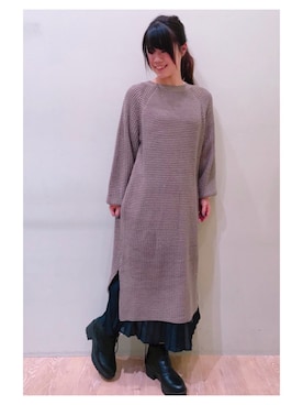 「ワッフルワンピース」｜さ り ーさん（レディース・154cm）の冬コーディネート