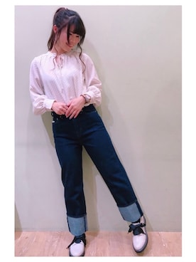 「とろみシャツ」｜さ り ーさん（レディース・154cm）の冬コーディネート