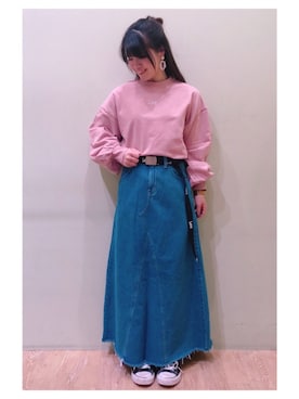 「Lee（リー）のアイテム（デニムスカート）」を使った、さ り ーさん（レディース・154cm）の冬コーディネート