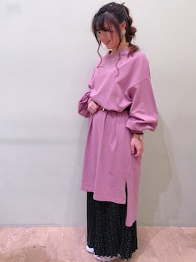 「earth music&ecology（アースミュージックアンドエコロジー）のアイテム（ベルト）」を使った、さ り ーさん（レディース・154cm）の冬コーディネート