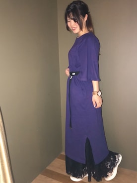 「Lee（リー）のアイテム（デニムスカート）」を使った、さ り ーさん（レディース・154cm）の春コーディネート