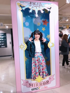 「カードキャプターさくら」｜「アイテム（デニムジャケット）」を使った、さ り ーさん（レディース・154cm）の春コーディネート