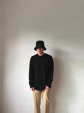 「ohotoro」｜「アイテム（帽子）」を使った、byoungil Leeさん（メンズ・184cm）の春コーディネート