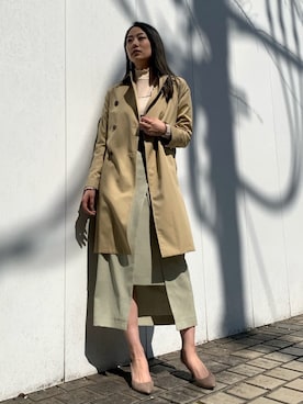 「STUDIOUS（ステュディオス）のアイテム（トレンチコート）」を使った、Mana Sodaさん（レディース・168cm）の春コーディネート