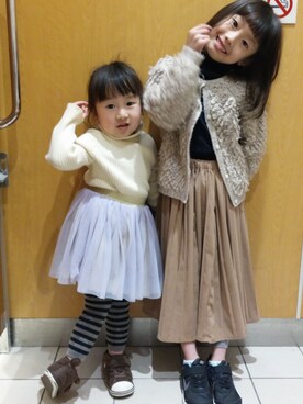 「H&M（エイチ・アンド・エム）のアイテム（スカート）」を使った、towa♥yunoさん（キッズ・120cm）の冬コーディネート