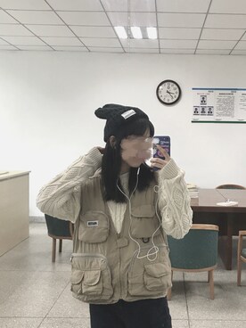 「VINTAGE（ヴィンテージ）のアイテム（スーツベスト）」を使った、檸檬汽水さん（レディース・167cm）の秋コーディネート