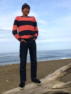 「VOLCOM」｜「アイテム（スウェット）」を使った、かくのしんさん（メンズ・170cm）の冬コーディネート