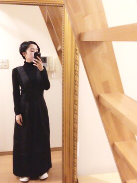 「MOUSSY（マウジー）のアイテム（サロペット/オーバーオール）」を使った、もこさん（レディース・152cm）の冬コーディネート