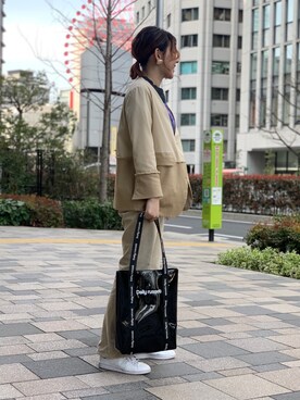 「プチプラミックス」｜「アイテム（セットアップ）」を使った、zakkyyyyyさん（レディース・163cm）の春コーディネート