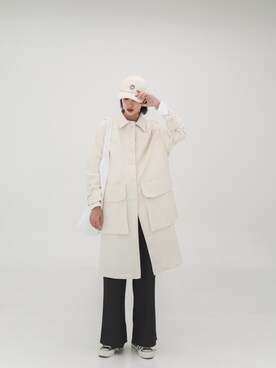 「日系极简」｜「アイテム（ピーコート）」を使った、我想喝可乐さん（レディース・170cm）の秋コーディネート