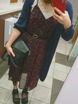 「キャミソールワンピ」｜「アイテム（ジャケット/アウター）」を使った、エミリーさん（レディース・163cm）の秋コーディネート