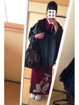 「きもの」｜「アイテム（その他アウター）」を使った、ayaka*さん（レディース・163cm）の秋コーディネート