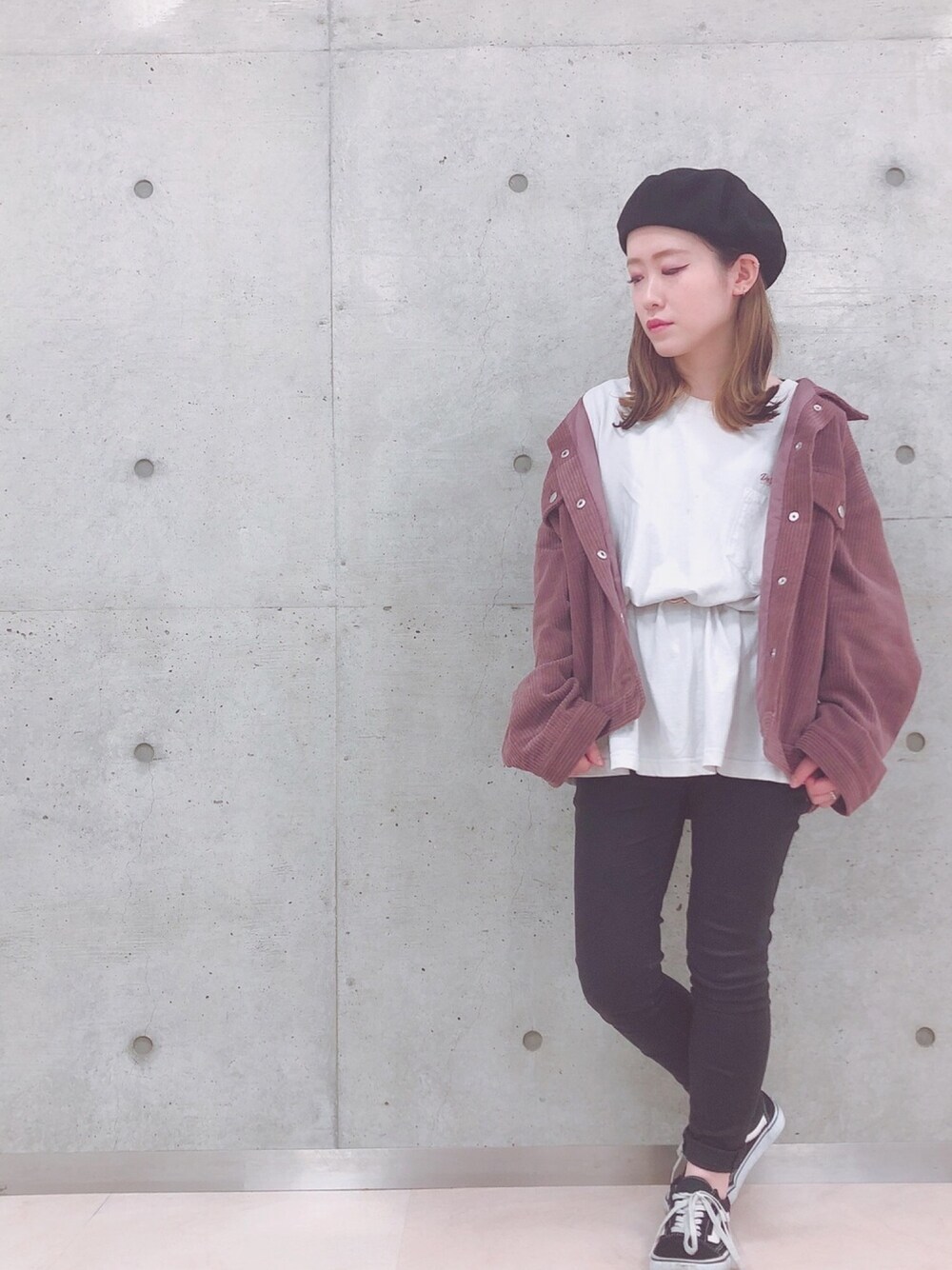 「春、カジュアルコーデ、おしゃれさんと繋がりたい、低身長、いいね、save、フォローお願いします🤑、コーデュロイジャケット、コーデュロイ、バンドマン、楽チンコーデ」｜「EMODAのコーデュロイブルゾン（ブルゾン、パープル系）」を使った、Ohnamiさん（レディース・145cm）の春コーディネートの1枚目の写真
