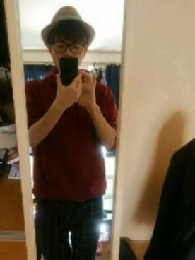 「roshell（ロシェル）のアイテム（パーカー、レッド系）」を使った、oh-gさん（メンズ・165cm）の秋コーディネート