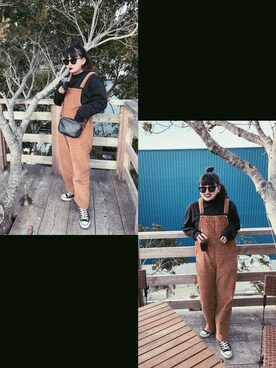 「NOFALL（ノーフォール）のアイテム（オールインワン・サロペット）」を使った、i_am_ ✯さん（レディース・157cm）の冬コーディネート