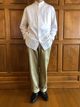 「プラスJ」｜「アイテム（チノパンツ）」を使った、muuuuuさん（メンズ・175cm）の春コーディネート
