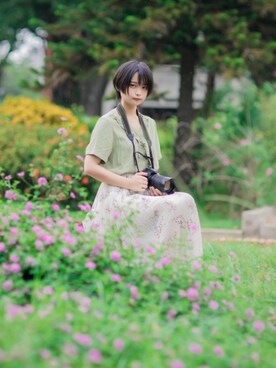 「POPCORN（ポップコーン）のアイテム」を使った、にくきゅーさん（レディース・148cm）の秋コーディネート