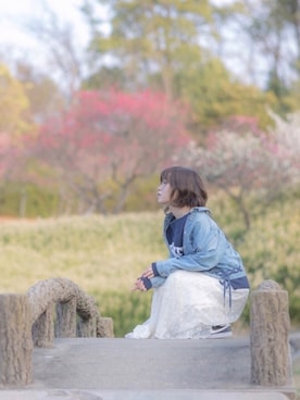 「COCO DEAL（ココディール）のアイテム（デニムジャケット）」を使った、永井美咲さん（レディース・151cm）の春コーディネート