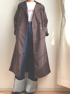 「archives（アルシーヴ）のアイテム（トレンチコート）」を使った、みーたん🌙🤍さん（レディース・164cm）の春コーディネート