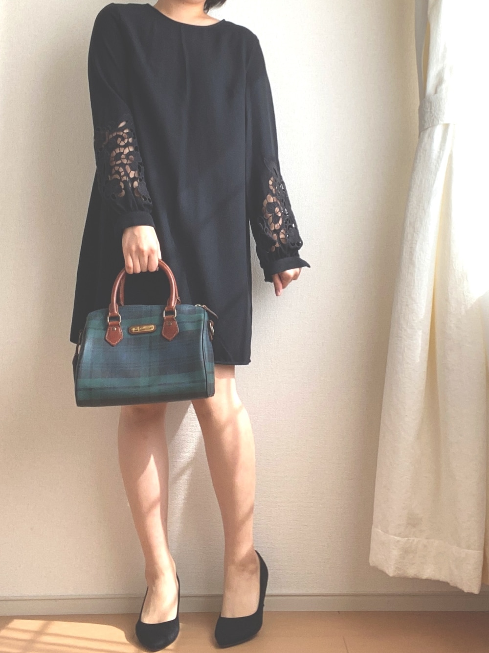 「今日のコーデ、お洒落さんとつながりたい、H&M、しまむら、ラルフローレン、Polo Ralph Lauren、コンサート、およばれワンピ、大人女子、シンプルコーデ」｜「H&Mのアイテム（ワンピース/ドレス、ブラック系）」を使った、みーたん🌙🤍さん（レディース・164cm）の春コーディネートの1枚目の写真