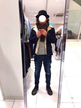 「ハットコーデ」｜「アイテム（その他アウター）」を使った、Arakawaboyさん（メンズ・173cm）の冬コーディネート