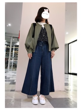 「working style」｜「アイテム（ノーカラージャケット）」を使った、Bubbleさん（レディース・164cm）の夏コーディネート