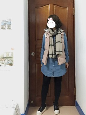 「stradivarius（ストラディバリウス）のアイテム（シャツワンピース）」を使った、Bubbleさん（レディース・164cm）の冬コーディネート