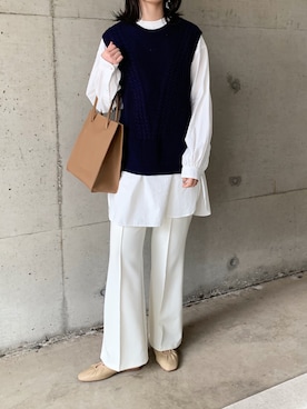 「CLEA（クレア）のアイテム（スラックス）」を使った、𝙰 𝚈 𝚄 𝙼 𝙸さん（レディース・164cm）の春コーディネート