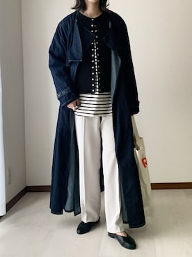 「AS KNOW AS PINKY（アズノゥアズピンキー）のアイテム（トレンチコート）」を使った、𝙰 𝚈 𝚄 𝙼 𝙸さん（レディース・164cm）の秋コーディネート