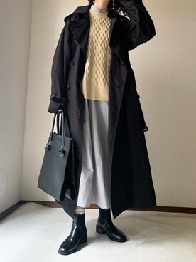 「LENO（リノ）のアイテム（トレンチコート）」を使った、𝙰 𝚈 𝚄 𝙼 𝙸さん（レディース・164cm）の冬コーディネート