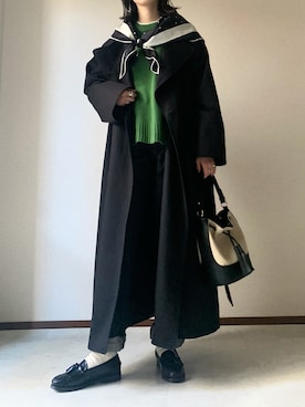 「ケーブルニット」｜「アイテム（トレンチコート）」を使った、𝙰 𝚈 𝚄 𝙼 𝙸さん（レディース・164cm）の冬コーディネート