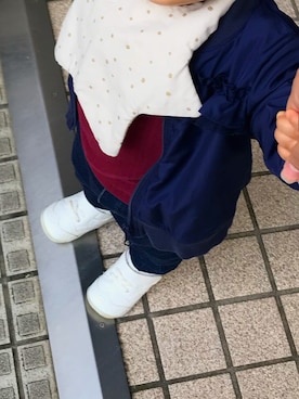 「BeBe（ベベ）のアイテム（ブルゾン）」を使った、おベビさん（キッズ・80cm）の秋コーディネート