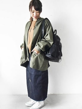 「hagumu（ハグム）のアイテム」を使った、staff-Uさん（レディース・152cm）の春コーディネート