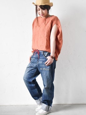 「SUN VALLEY（サンバレー）のアイテム」を使った、staff-Uさん（レディース・152cm）の春コーディネート