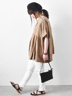 「hagumu（ハグム）のアイテム」を使った、staff-Uさん（レディース・152cm）の春コーディネート