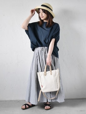 「IN THE MARKET（インザマーケット）のアイテム」を使った、staff-Uさん（レディース・152cm）の夏コーディネート