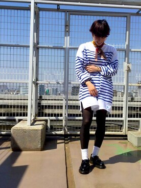 「ORCIVAL（オーシバル）のアイテム（T Shirts、ブルー系）」を使った、miiii13さん（レディース・158cm）の春コーディネート