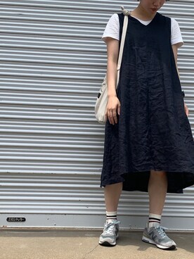 「靴下屋（クツシタヤ）の靴下屋/ デオドラントリブ2本ラインソックス（Socks、ホワイト系）」を使った、miiii13さん（レディース・158cm）の夏コーディネート