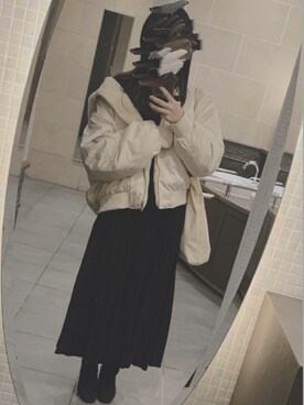 「ブーツコーデ」｜「アイテム（MA-1）」を使った、りんりんさん（レディース・158cm）の春コーディネート