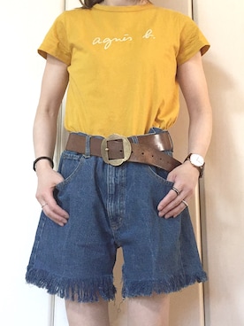 「Daniel Wellington（ダニエルウェリントン）の【Daniel Wellington】レザーバンド３６ＭＭ（アナログ腕時計）」を使った、mikya_1103さん（レディース・151cm）の夏コーディネート