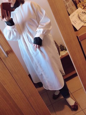 「いつもありがとうございます」｜「アイテム（シャツワンピース）」を使った、kinaさん（レディース・155cm）の冬コーディネート