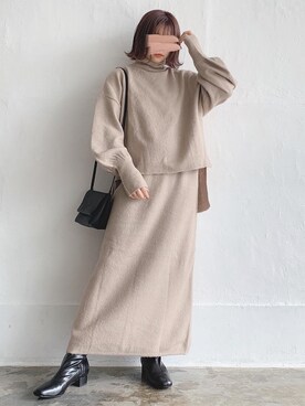「select MOCA（セレクトモカ）のアイテム（セットアップ）」を使った、tarouさん（レディース・154cm）の秋コーディネート